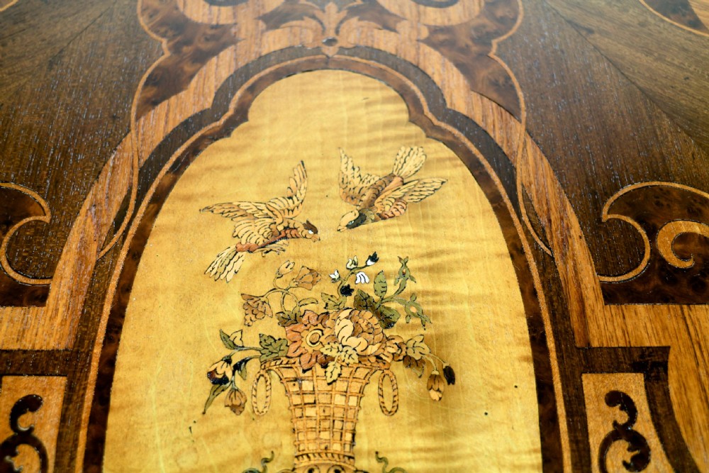 Victorian Marquetry Inlaid Circular Centre Table View XXX