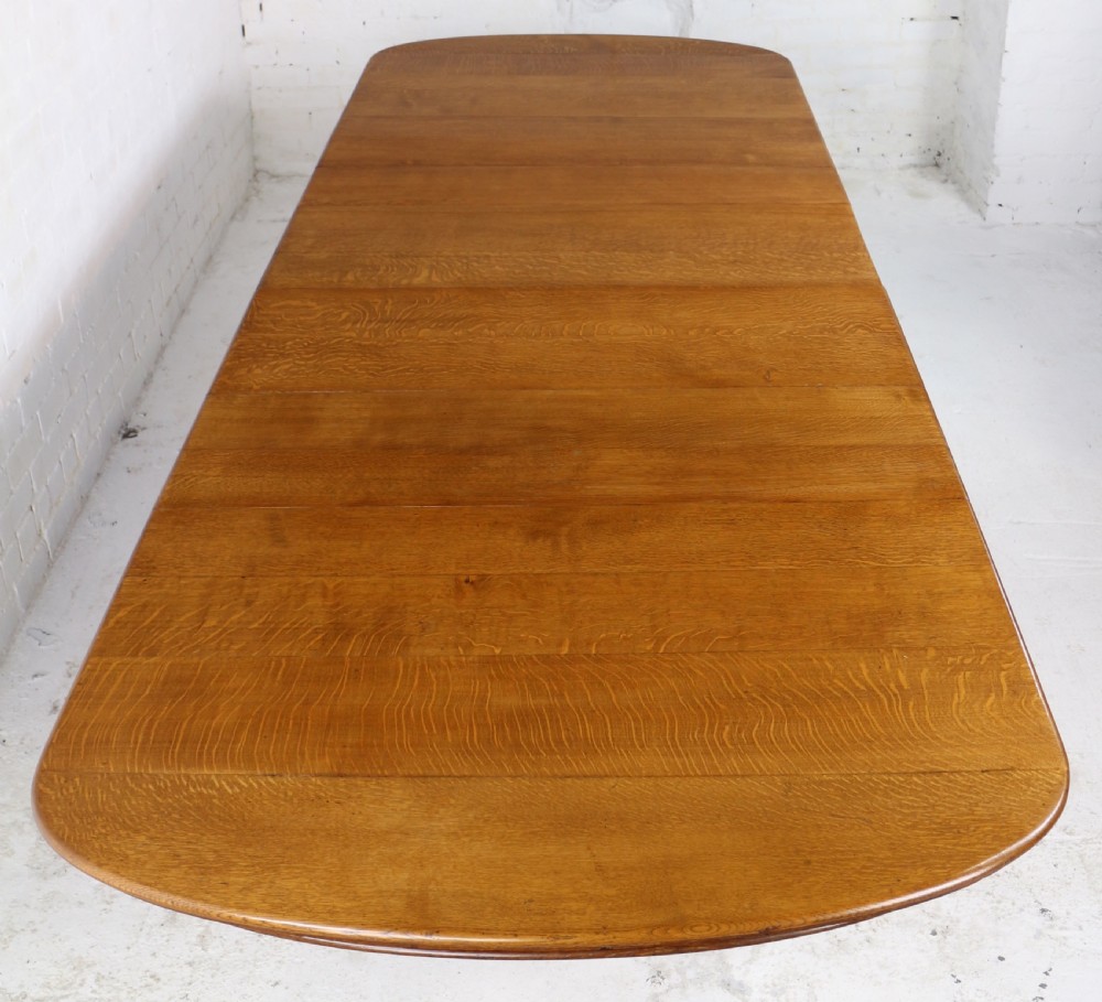 Early Victorian Oak Extending Dining Table & 5 Leaves, 12 ft View VIII