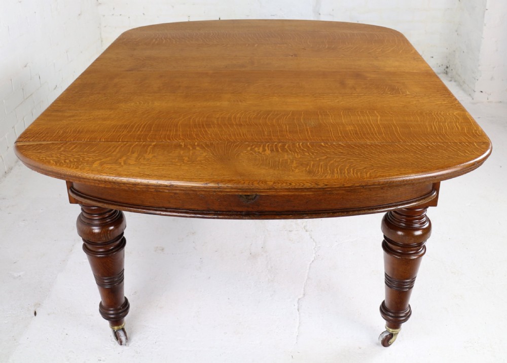 Early Victorian Oak Extending Dining Table & 5 Leaves, 12 ft View XVI