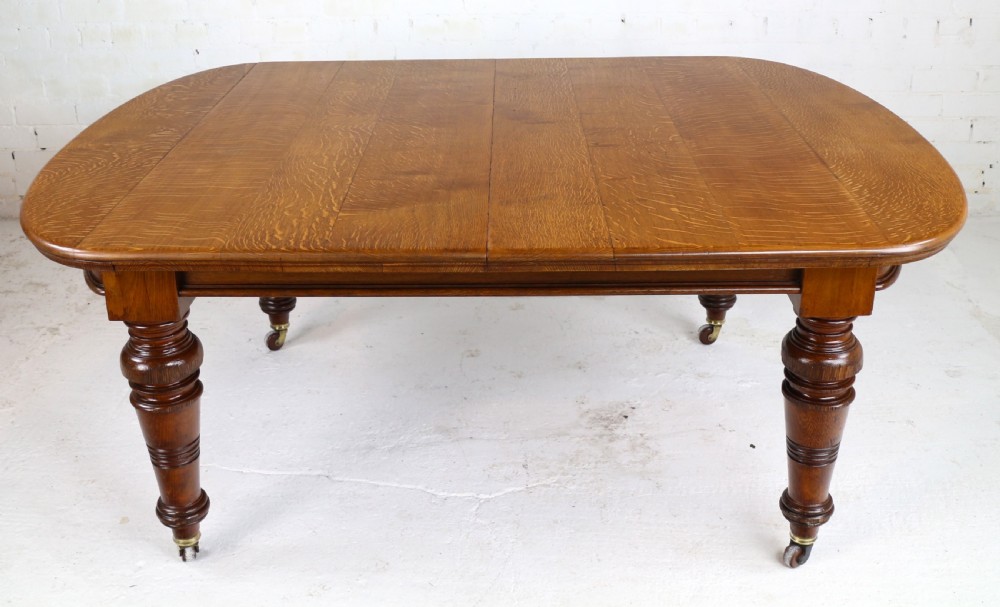 Early Victorian Oak Extending Dining Table & 5 Leaves, 12 ft View XVIII