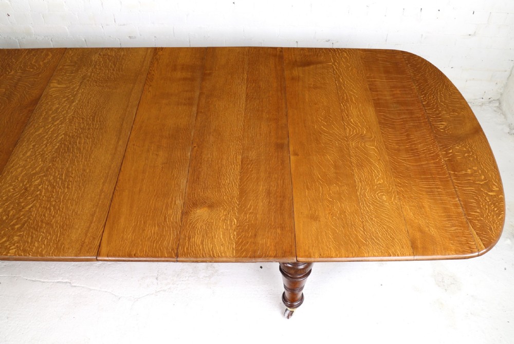 Early Victorian Oak Extending Dining Table & 5 Leaves, 12 ft View XXI