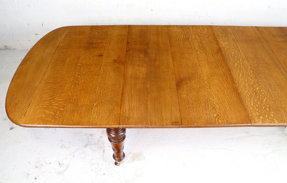 Early Victorian Oak Extending Dining Table & 5 Leaves, 12 ft View XXIII