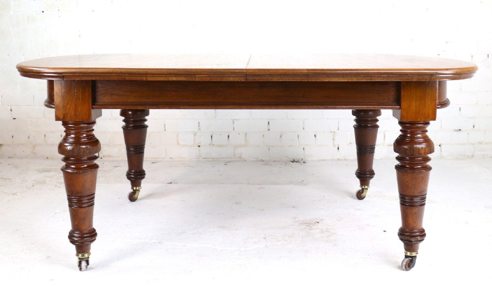 Early Victorian Oak Extending Dining Table & 5 Leaves, 12 ft View XXV