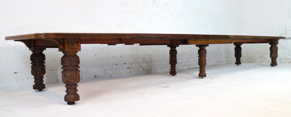 Edwards & Roberts Victorian Oak Extending Dining Table & 7 Leaves, 20ft, seats up to 22-24 View VI