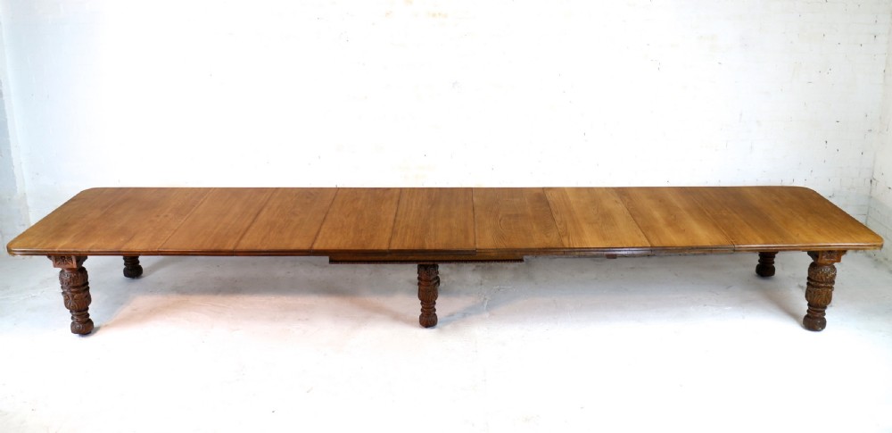 Edwards & Roberts Victorian Oak Extending Dining Table & 7 Leaves, 20ft, seats up to 22-24 View II
