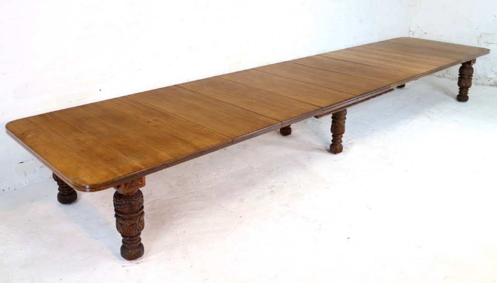 Edwards & Roberts Victorian Oak Extending Dining Table & 7 Leaves, 20ft, seats up to 22-24 View IV