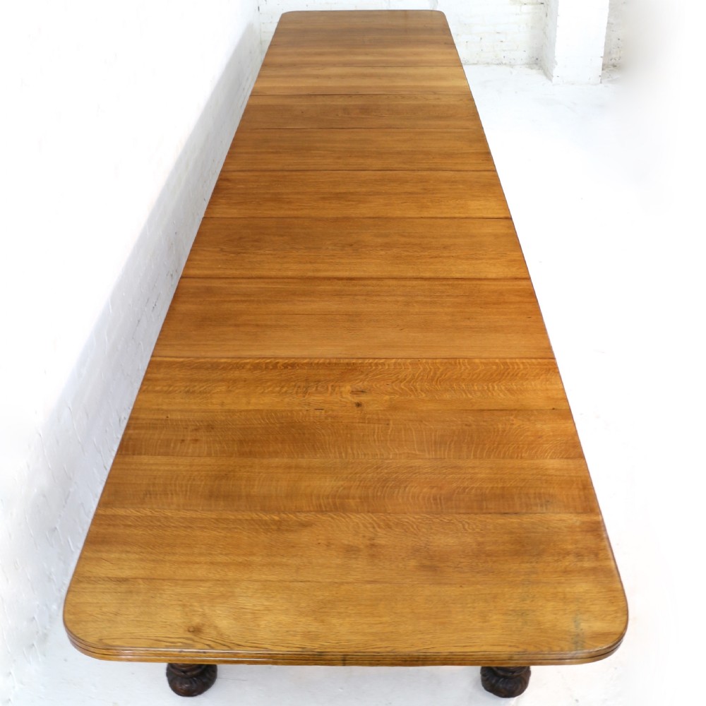Edwards & Roberts Victorian Oak Extending Dining Table & 7 Leaves, 20ft, seats up to 22-24 View V