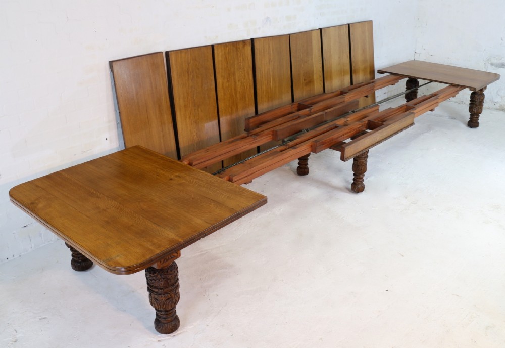 Edwards & Roberts Victorian Oak Extending Dining Table & 7 Leaves, 20ft, seats up to 22-24 View VII