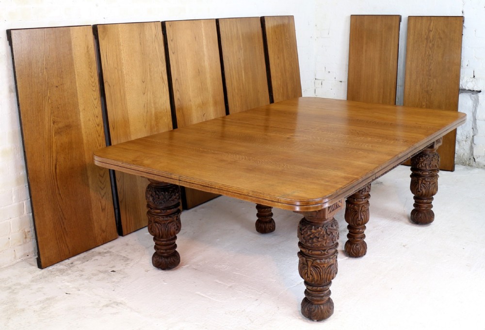 Edwards & Roberts Victorian Oak Extending Dining Table & 7 Leaves, 20ft, seats up to 22-24 View IX