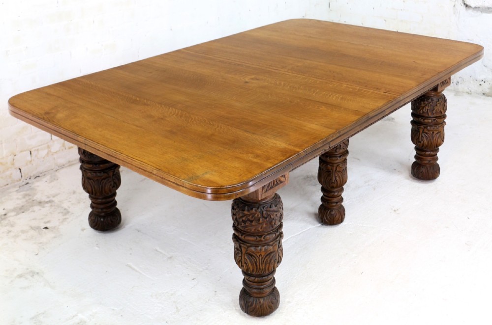 Edwards & Roberts Victorian Oak Extending Dining Table & 7 Leaves, 20ft, seats up to 22-24 View XII