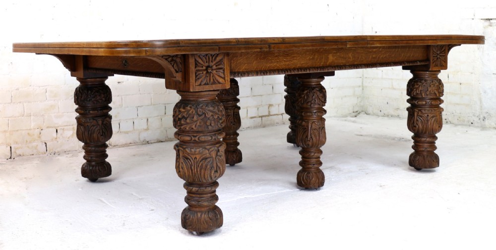 Edwards & Roberts Victorian Oak Extending Dining Table & 7 Leaves, 20ft, seats up to 22-24 View XIII