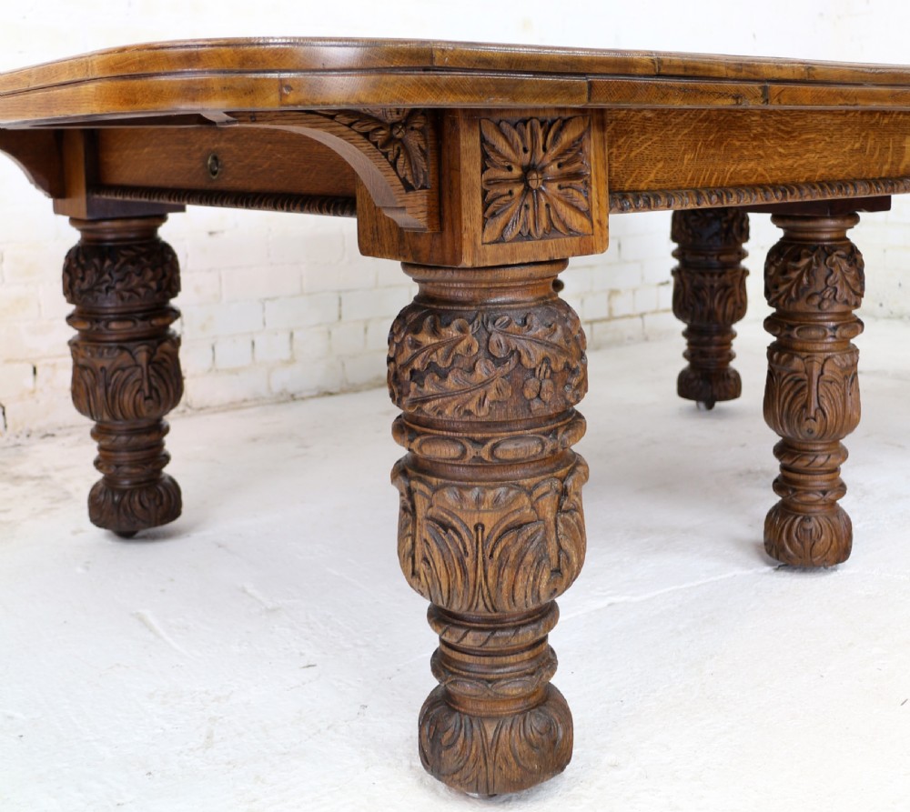 Edwards & Roberts Victorian Oak Extending Dining Table & 7 Leaves, 20ft, seats up to 22-24 View XV