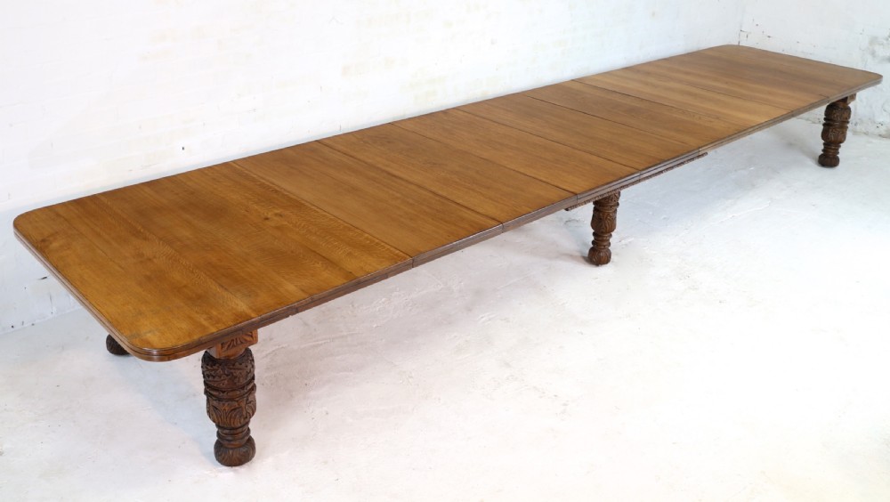 Edwards & Roberts Victorian Oak Extending Dining Table & 7 Leaves, 20ft, seats up to 22-24 View XIX