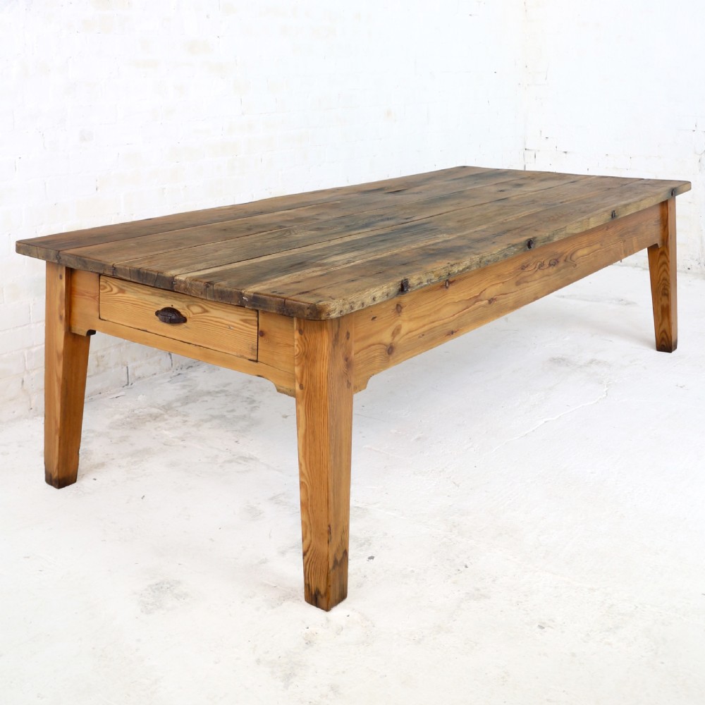 19th Century Scottish Estate Large Oak & Pitch Pine Kitchen Preparation Table View III