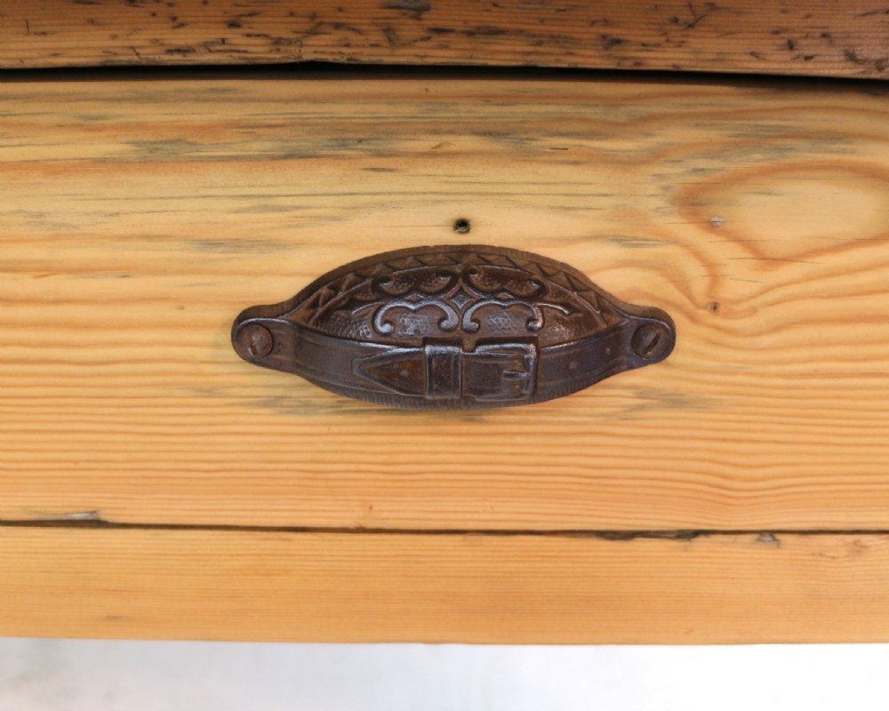 19th Century Scottish Estate Large Oak & Pitch Pine Kitchen Preparation Table View VIII