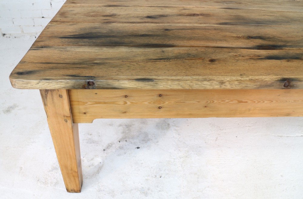 19th Century Scottish Estate Large Oak & Pitch Pine Kitchen Preparation Table View XII