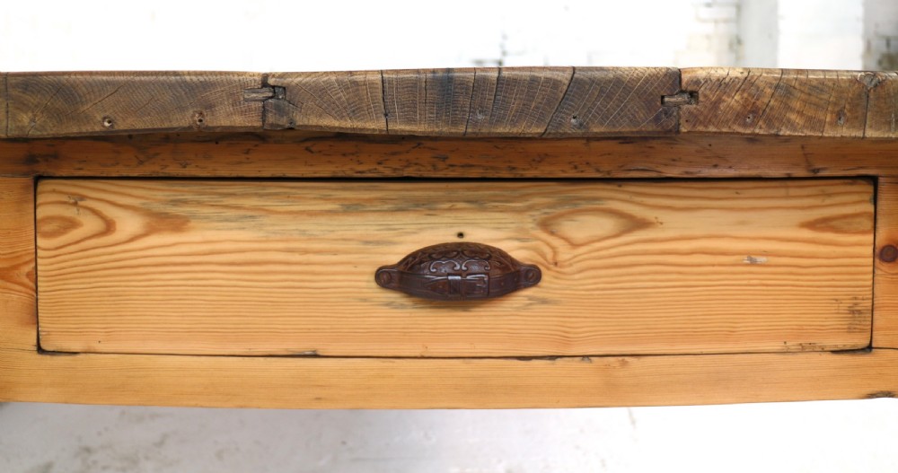 19th Century Scottish Estate Large Oak & Pitch Pine Kitchen Preparation Table View XIII