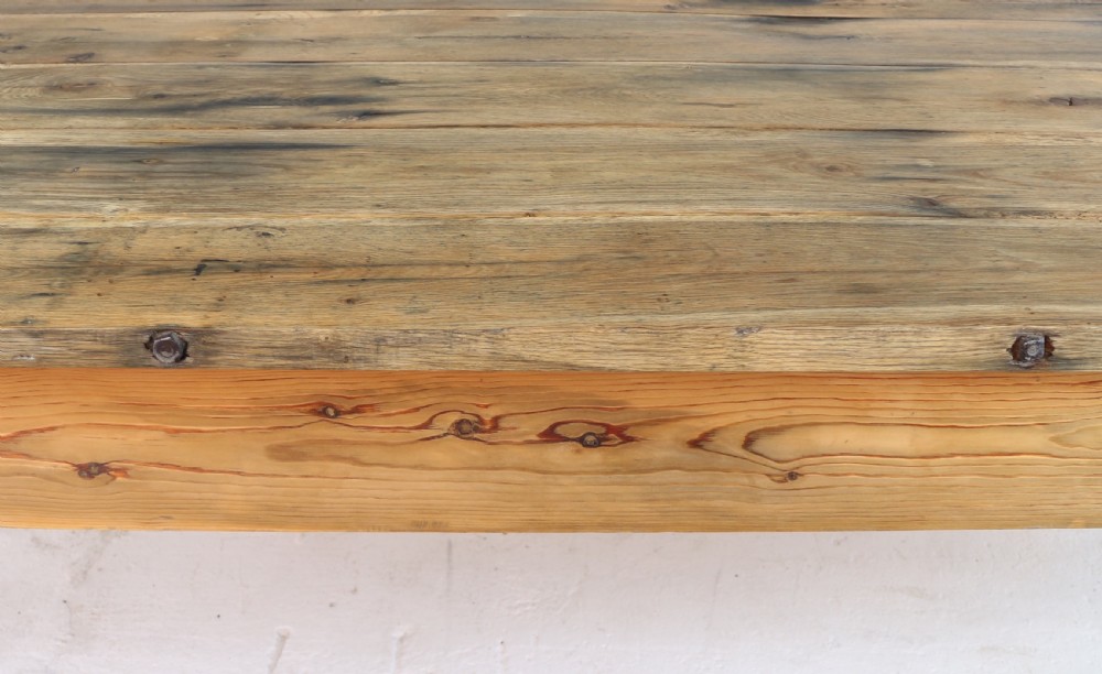19th Century Scottish Estate Large Oak & Pitch Pine Kitchen Preparation Table View XX