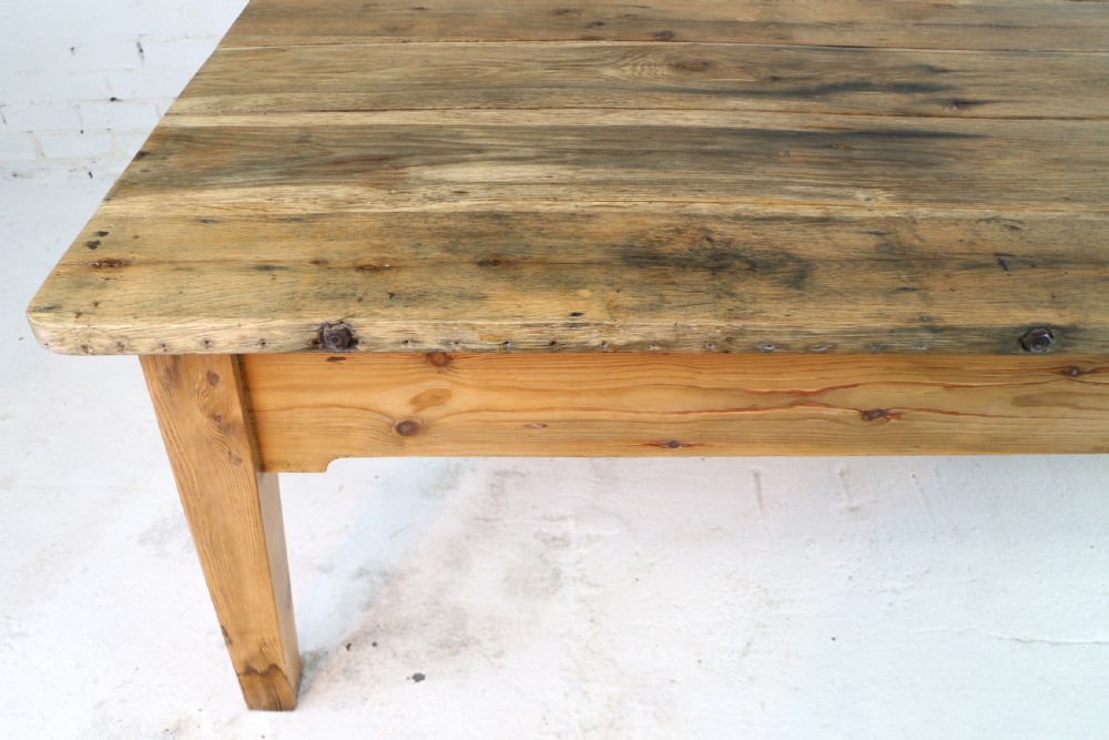 19th Century Scottish Estate Large Oak & Pitch Pine Kitchen Preparation Table View XXI