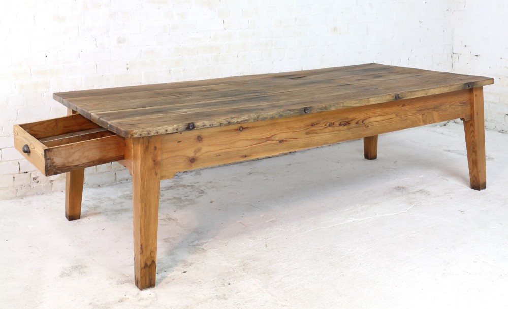 19th Century Scottish Estate Large Oak & Pitch Pine Kitchen Preparation Table View XXIV