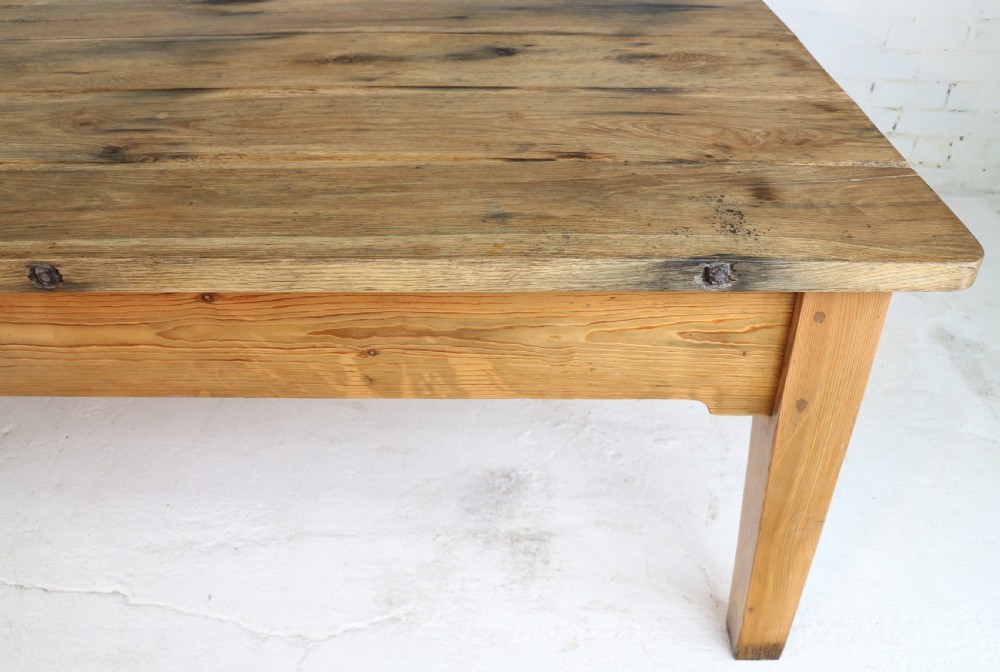 19th Century Scottish Estate Large Oak & Pitch Pine Kitchen Preparation Table View XXV