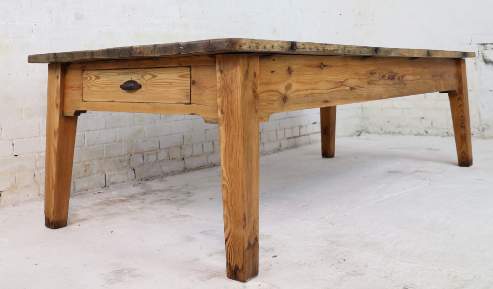 19th Century Scottish Estate Large Oak & Pitch Pine Kitchen Preparation Table View XXVI