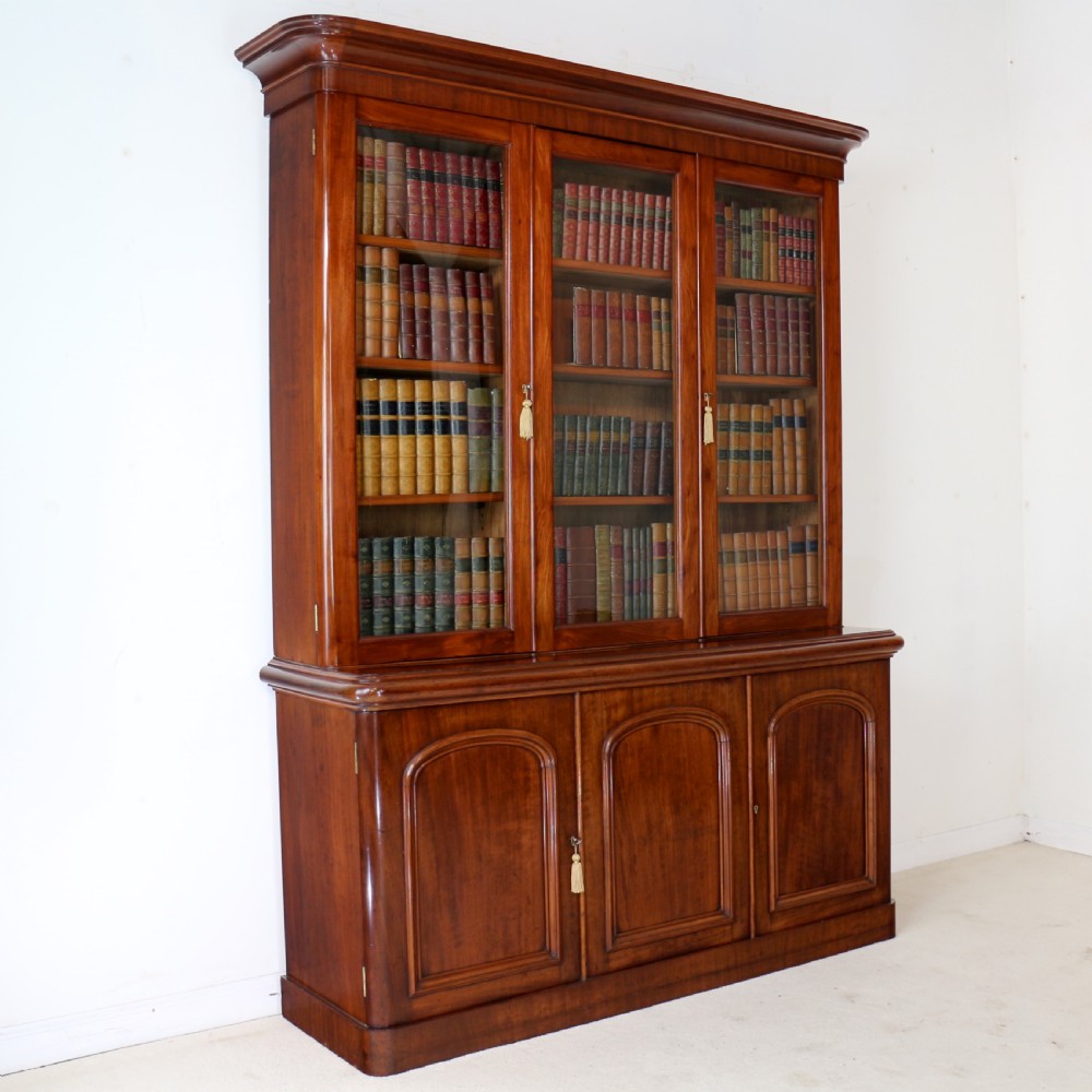 Victorian Mahogany Three Door Bookcase
