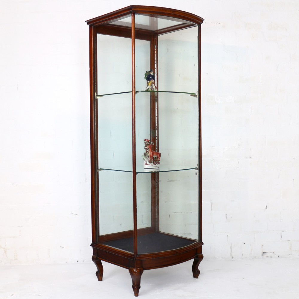 Victorian Mahogany Bowfront Shop Display Cabinet