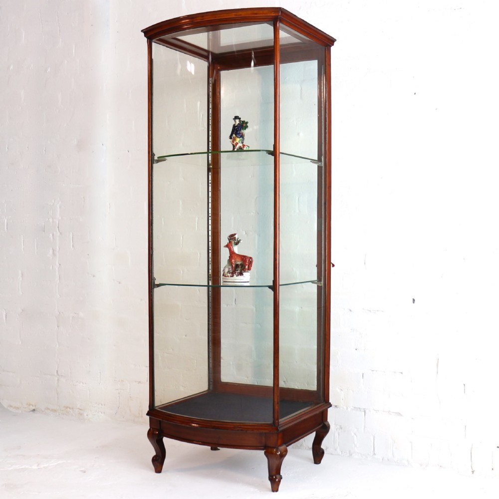 Victorian Mahogany Bowfront Shop Display Cabinet View V