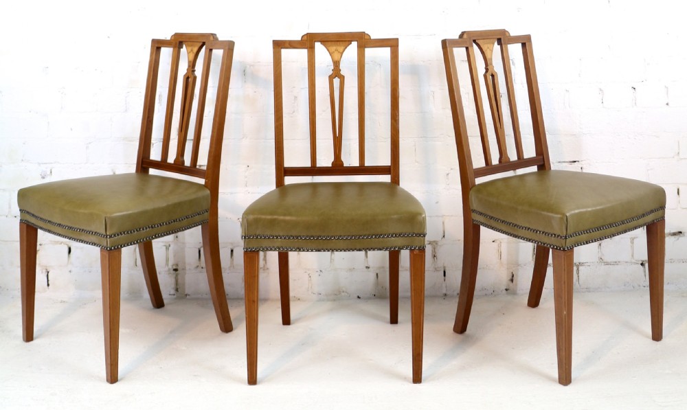 Set of Twelve Sheraton Revival Mahogany Inlaid Dining Chairs by James Garvie & Sons, Aberdeen (12) View III