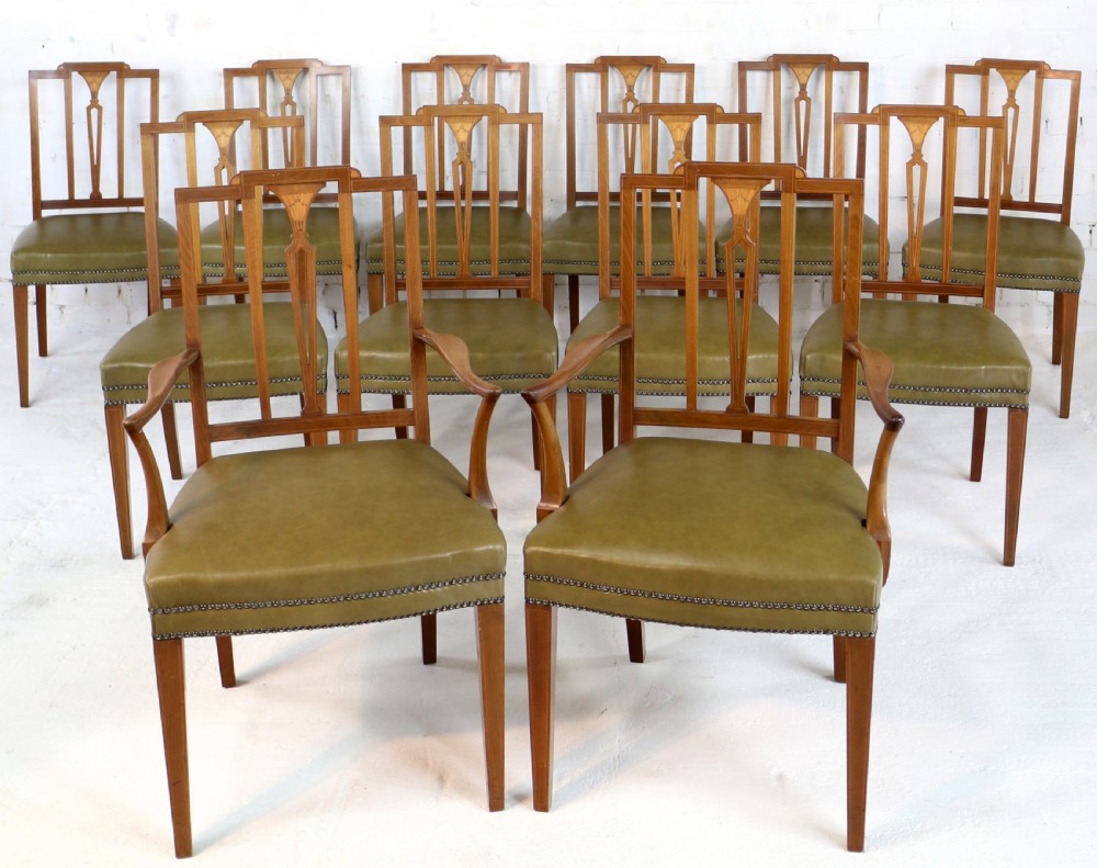 Set of Twelve Sheraton Revival Mahogany Inlaid Dining Chairs by James Garvie & Sons, Aberdeen (12) View IV