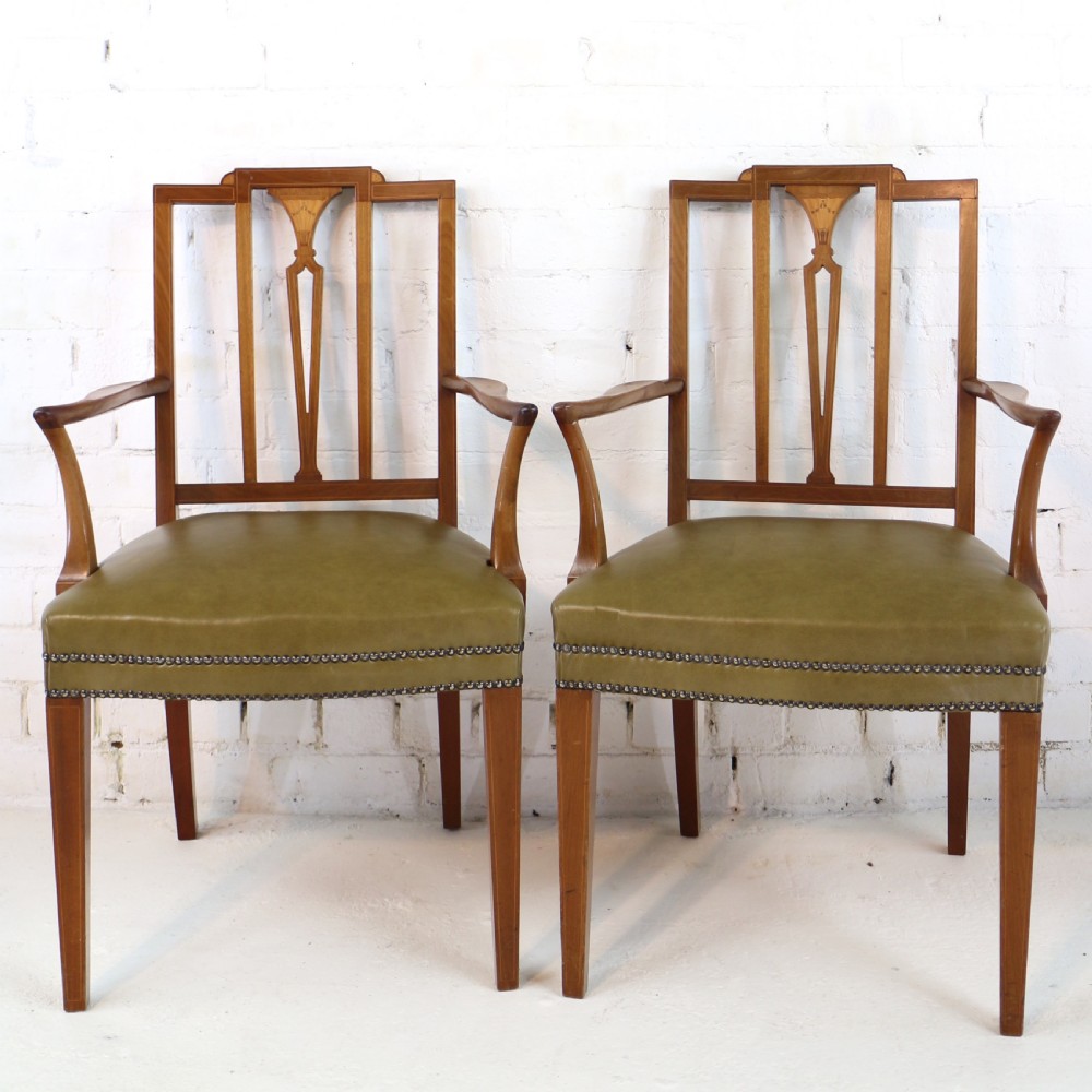 Set of Twelve Sheraton Revival Mahogany Inlaid Dining Chairs by James Garvie & Sons, Aberdeen (12) View V