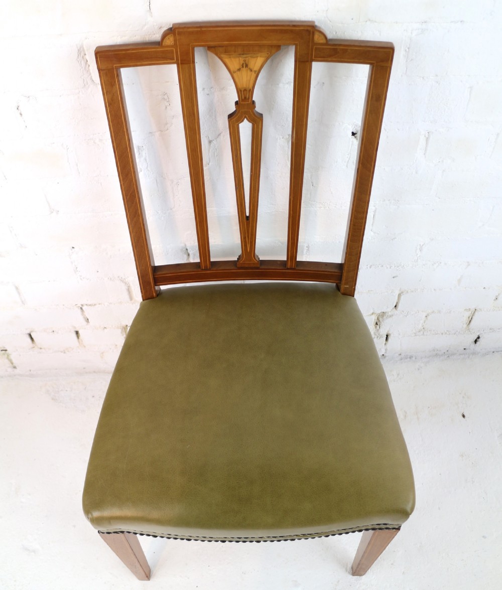 Set of Twelve Sheraton Revival Mahogany Inlaid Dining Chairs by James Garvie & Sons, Aberdeen (12) View IX
