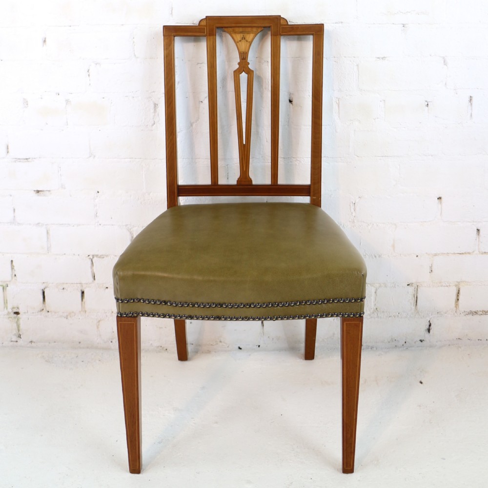 Set of Twelve Sheraton Revival Mahogany Inlaid Dining Chairs by James Garvie & Sons, Aberdeen (12) View X