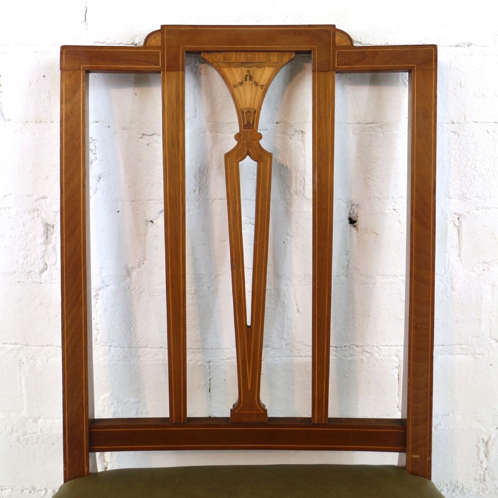 Set of Twelve Sheraton Revival Mahogany Inlaid Dining Chairs by James Garvie & Sons, Aberdeen (12) View XII