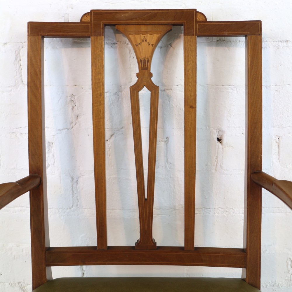 Set of Twelve Sheraton Revival Mahogany Inlaid Dining Chairs by James Garvie & Sons, Aberdeen (12) View XVII