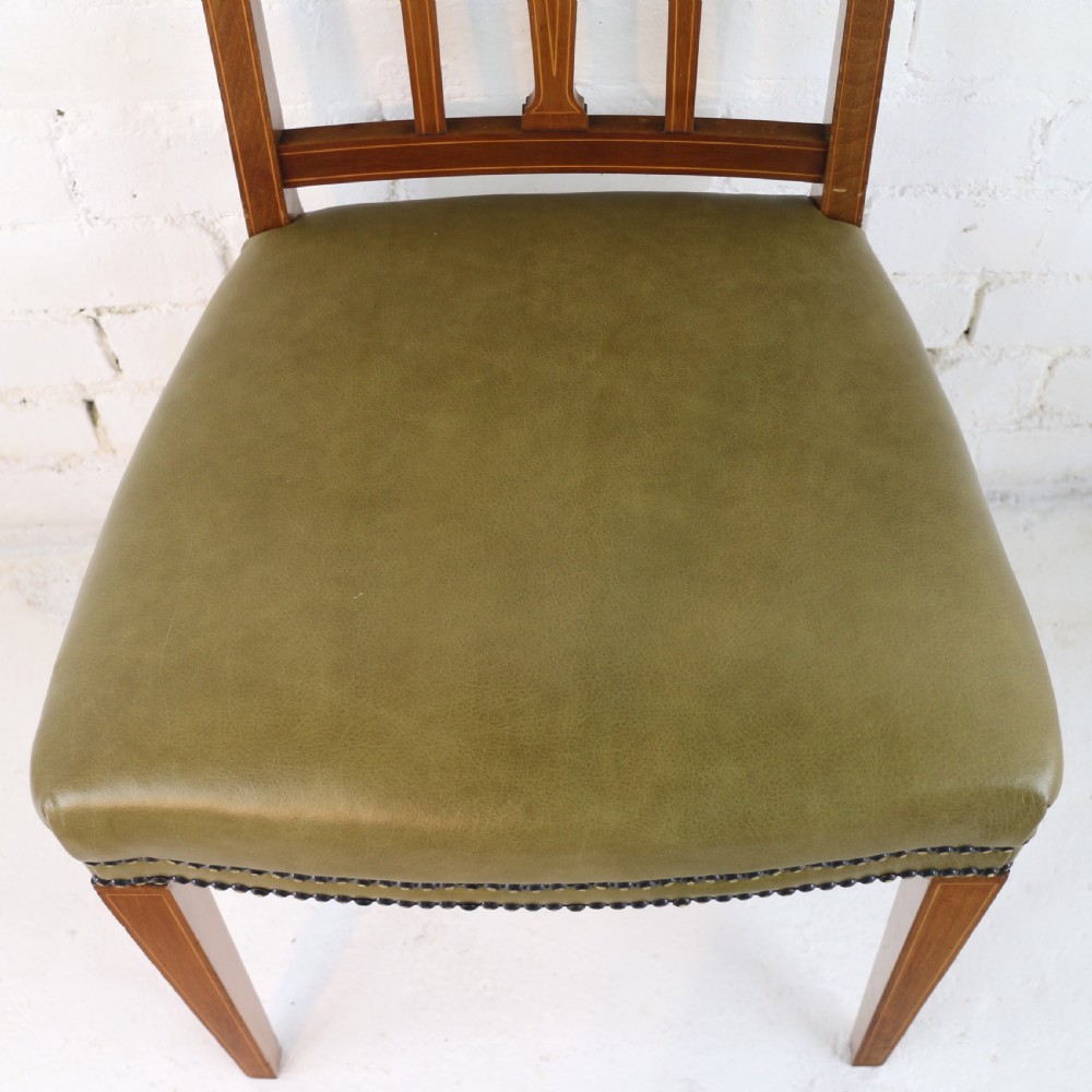 Set of Twelve Sheraton Revival Mahogany Inlaid Dining Chairs by James Garvie & Sons, Aberdeen (12) View XXIX