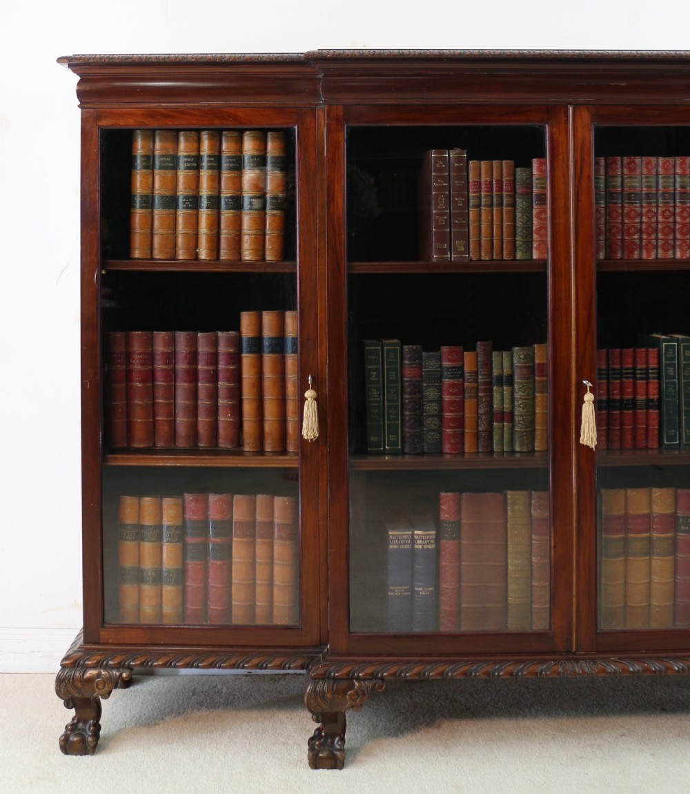 Victorian Breakfront Carved Mahogany Glazed Bookcase View VI