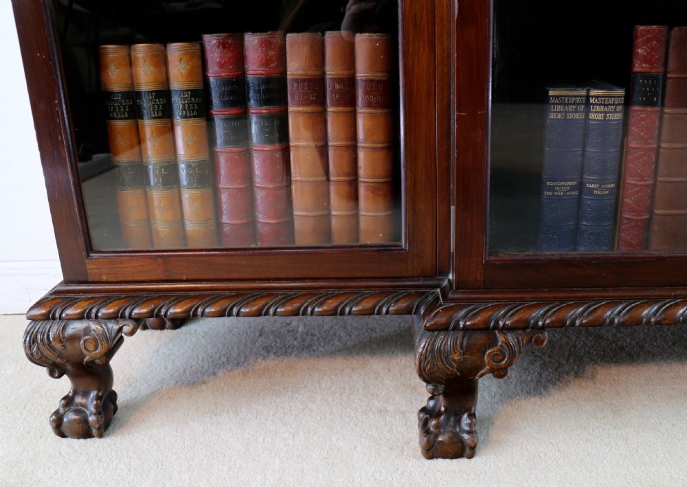 Victorian Breakfront Carved Mahogany Glazed Bookcase View IX
