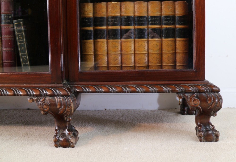 Victorian Breakfront Carved Mahogany Glazed Bookcase View X