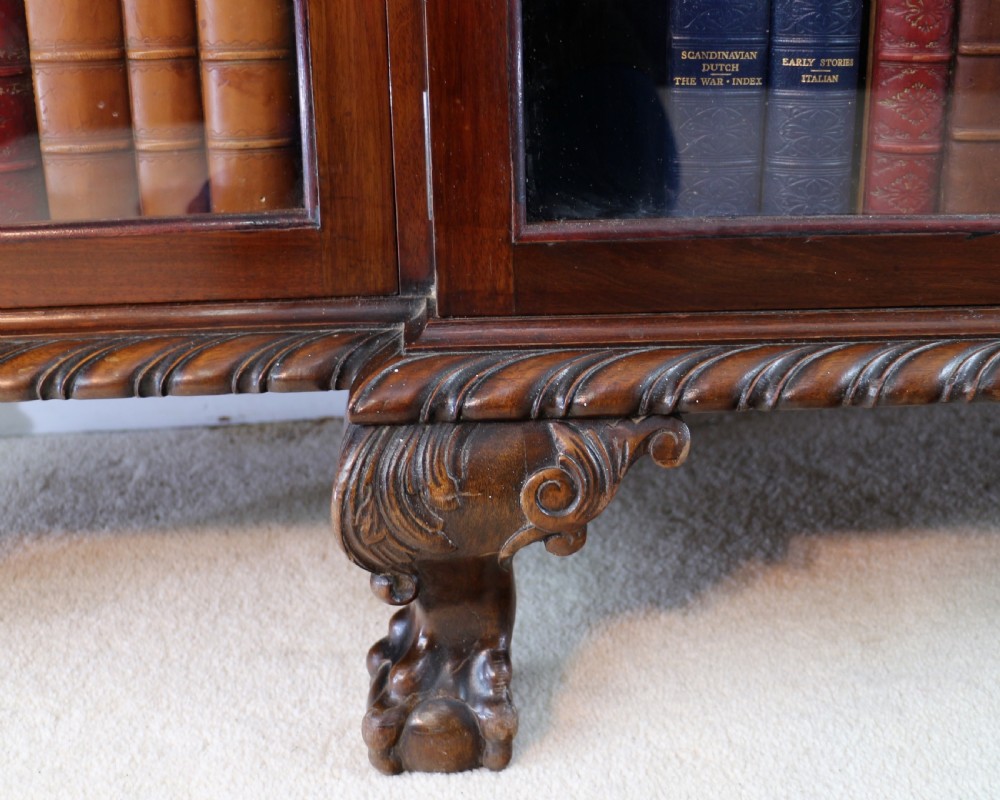 Victorian Breakfront Carved Mahogany Glazed Bookcase View XIV