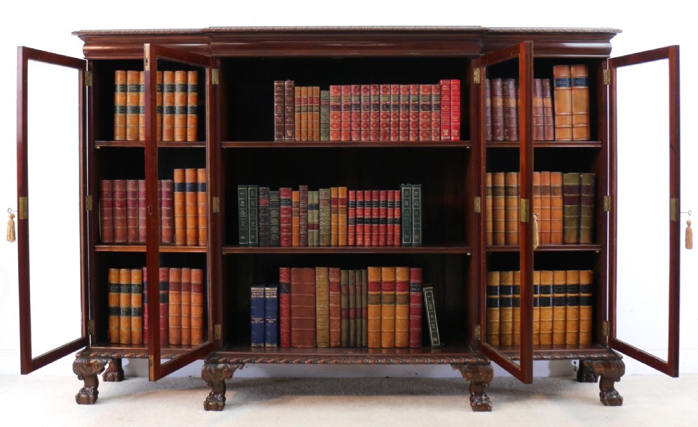 Victorian Breakfront Carved Mahogany Glazed Bookcase View XXVI