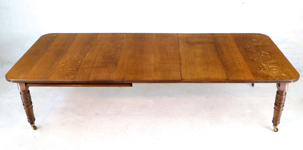 Victorian Oak Extending Dining Table & 3 Leaves, 10ft/seats 12 View V