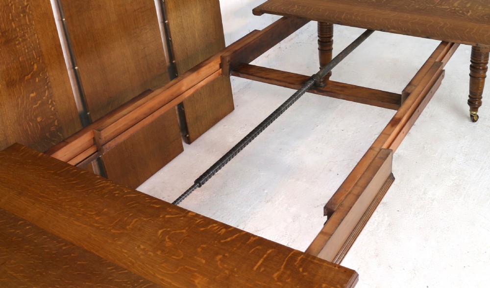 Victorian Oak Extending Dining Table & 3 Leaves, 10ft/seats 12 View VI