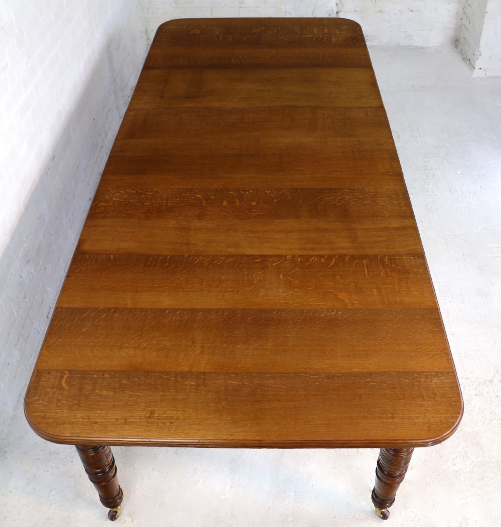 Victorian Oak Extending Dining Table & 3 Leaves, 10ft/seats 12 View VII