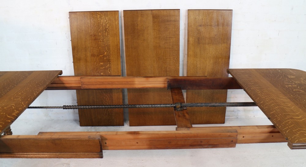 Victorian Oak Extending Dining Table & 3 Leaves, 10ft/seats 12 View X