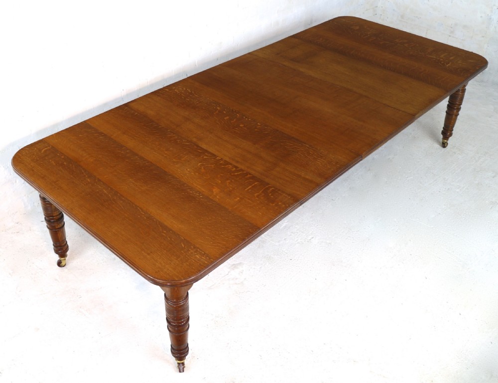 Victorian Oak Extending Dining Table & 3 Leaves, 10ft/seats 12 View XIII