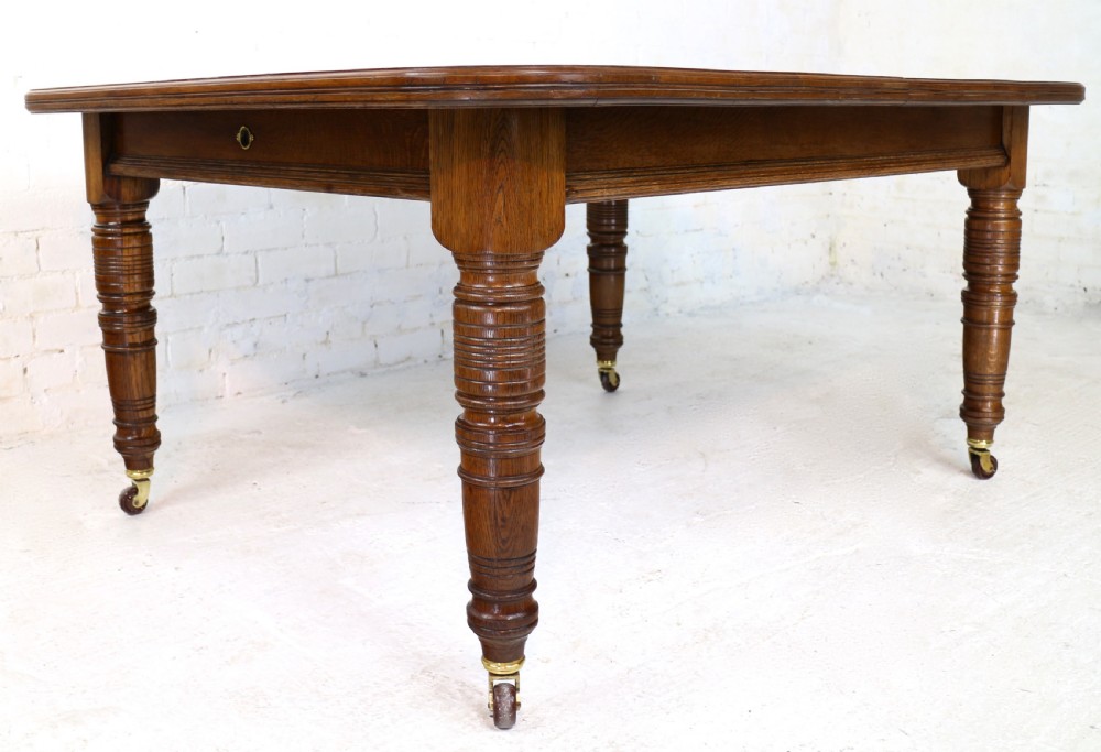 Victorian Oak Extending Dining Table & 3 Leaves, 10ft/seats 12 View XVIII