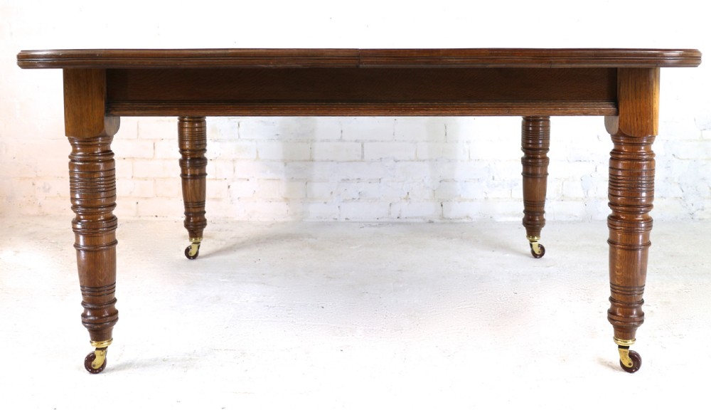 Victorian Oak Extending Dining Table & 3 Leaves, 10ft/seats 12 View XIX