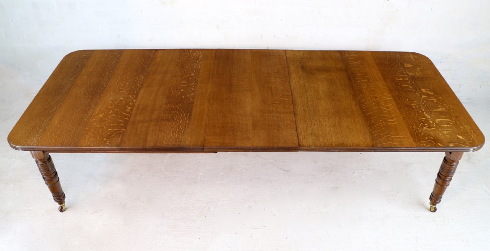 Victorian Oak Extending Dining Table & 3 Leaves, 10ft/seats 12 View XX
